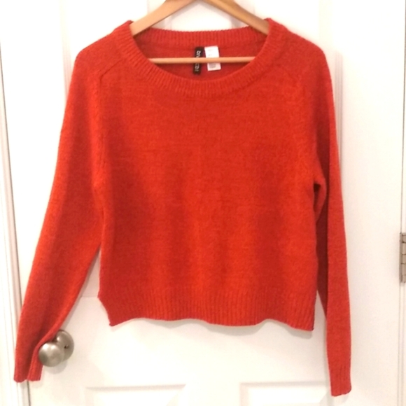 H&M Fall Pumpkin Orange Rustic Fall Sweater Size M - Picture 7 of 7